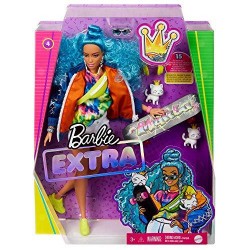 Barbie Extra Bambola Curvy Con Capelli Ricci Azzurri