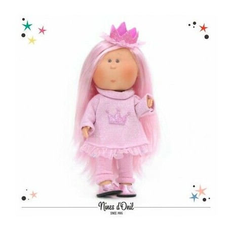 Nines d'Onil Bambola Mia con capelli rosa e corona